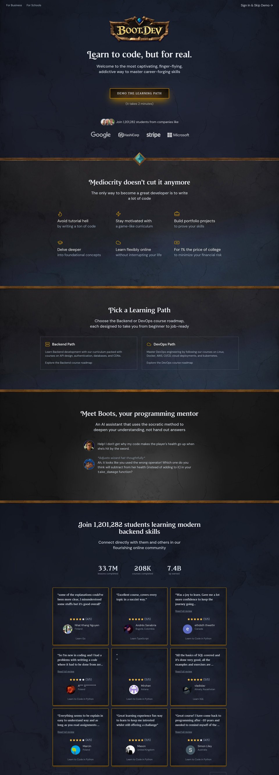 Boot.dev (style distill) full page (part 1)