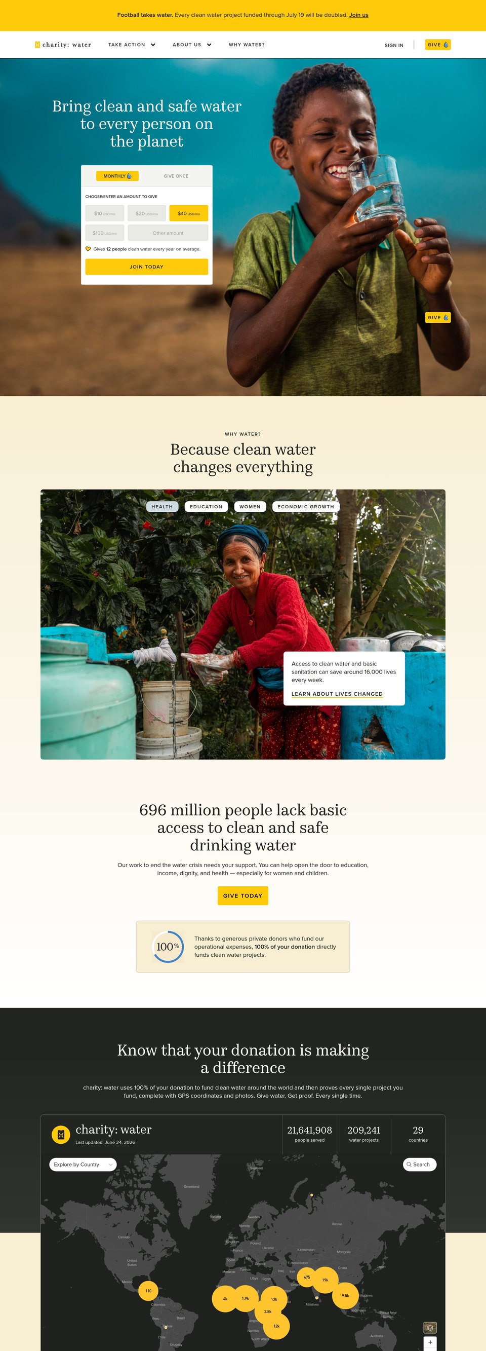 charity: water desktop