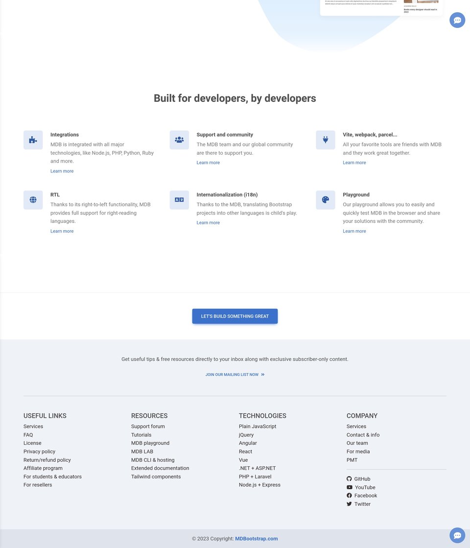 MDB - Material Design for Bootstrap full page (part 3)