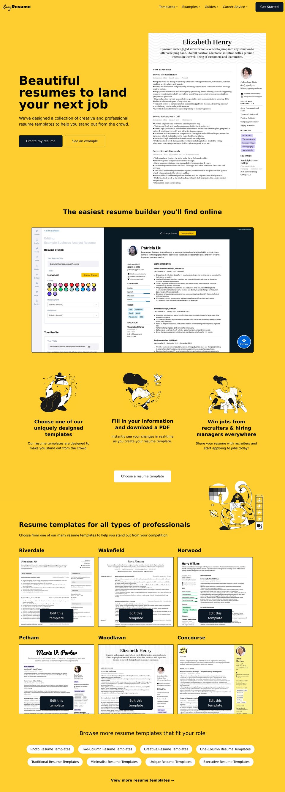 Easy Resume full page (part 1)