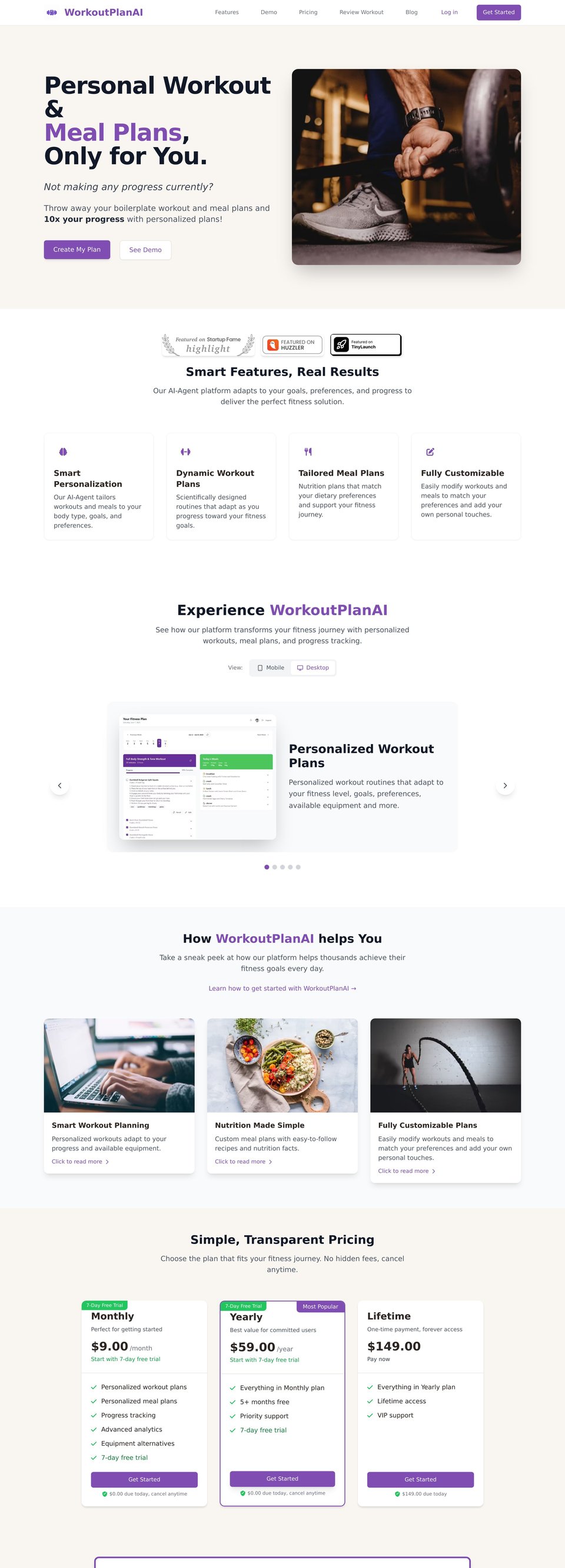 WorkoutPlanAI full page (part 1)