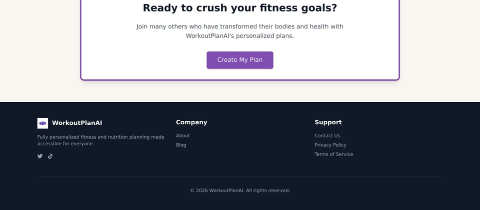 WorkoutPlanAI full page (part 2)