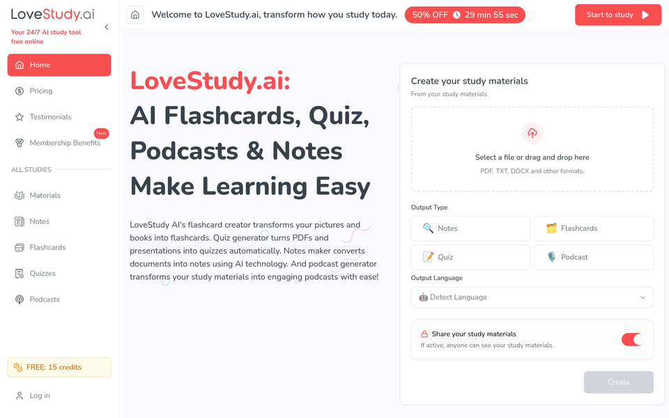 LoveStudy.ai full page (part 1)