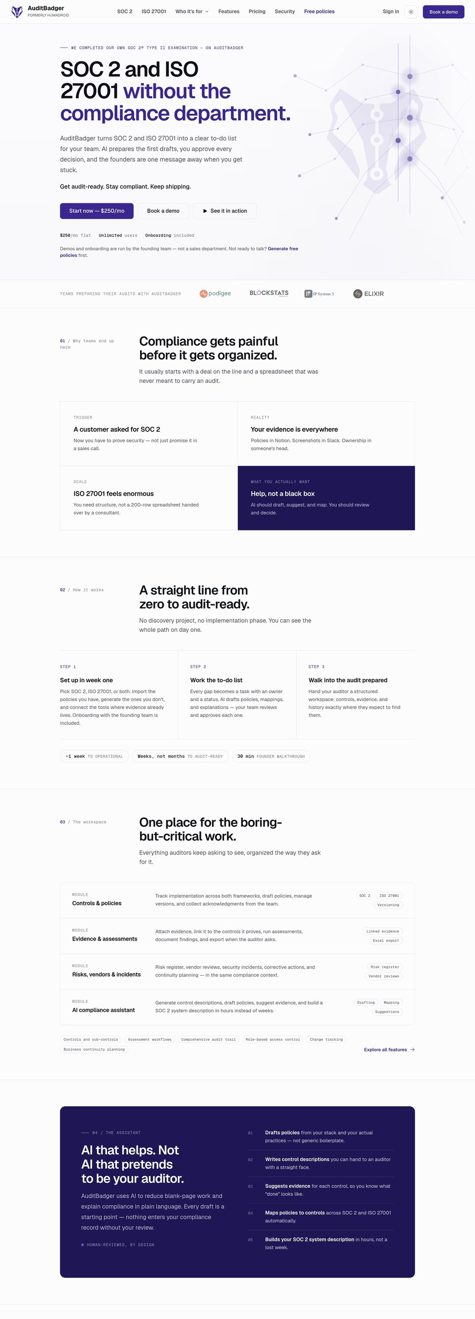 AuditBadger full page (part 1)