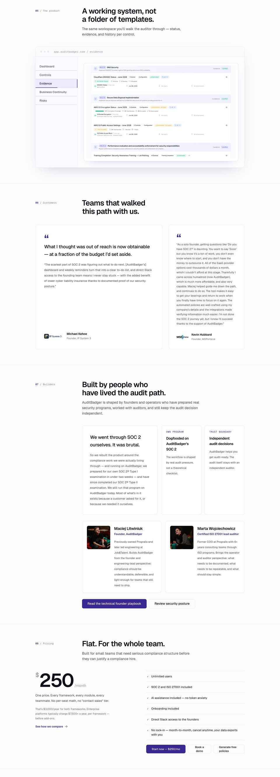 AuditBadger full page (part 2)