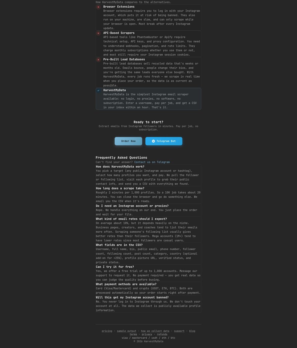 HarvestMyData full page (part 2)