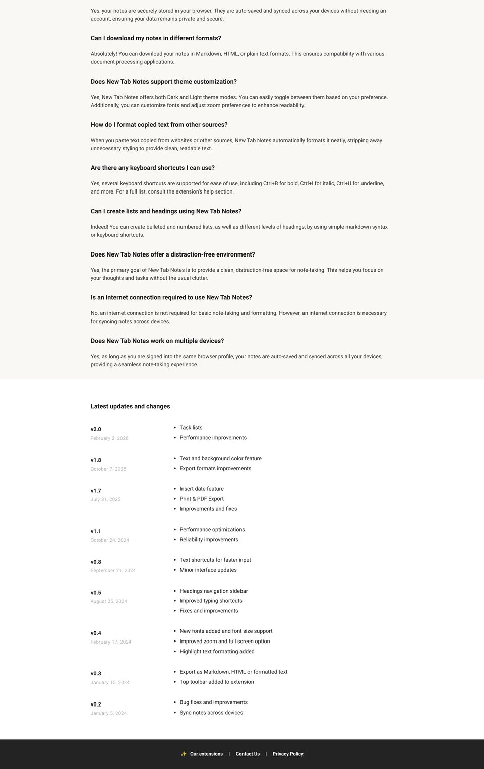 New Tab Notes full page (part 2)